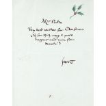 Tolkien (J.R.R.) - Autograph letter signed to Mrs Parke,  1pp., 6 lines with hand-drawn Christmas