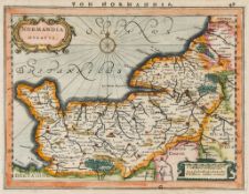 A mixed group of small and miniature maps of Normandy and Britanny, by or after Ortelius, Bertius,