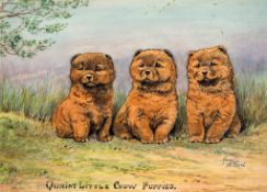 Neilson (Harry B.) - Quaint Little Chow Puppies,  original pen, ink and watercolour drawing of 3