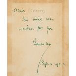 Nichols (Beverley) - Prelude: A Novel,   second impression,   inscribed by the author "Oliver,