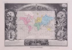 Levasseur (Victor) - set of the world and 6 continents, including Amérique Septentrionale showing