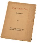 [Wilde (Oscar)] - Oscariana: Epigrams.  pirated edition  ,   original brown wrappers with '