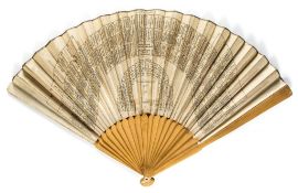 Printed Fan.- - Kings Theatre for 1788,  engraved on paper, silver border to top edge, mounted on