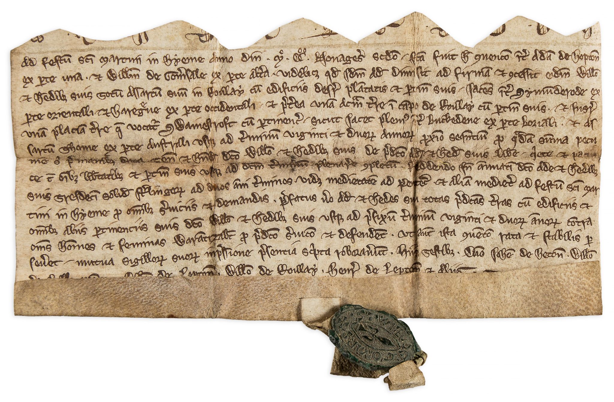 Charter grant by Adame de Hopton to William de Gomersale [Gomersal] of land in  Charter grant by