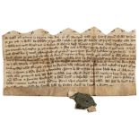Charter grant by Adame de Hopton to William de Gomersale [Gomersal] of land in  Charter grant by