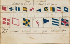 [Flag signals], 71pp. excluding blanks, numerous watercolours of flag signals  [Flag signals],