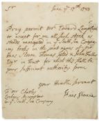 Letter signed to Charles Lockyer, 1p., 8vo, n.p  ( Sir   Hans,  baronet, physician and