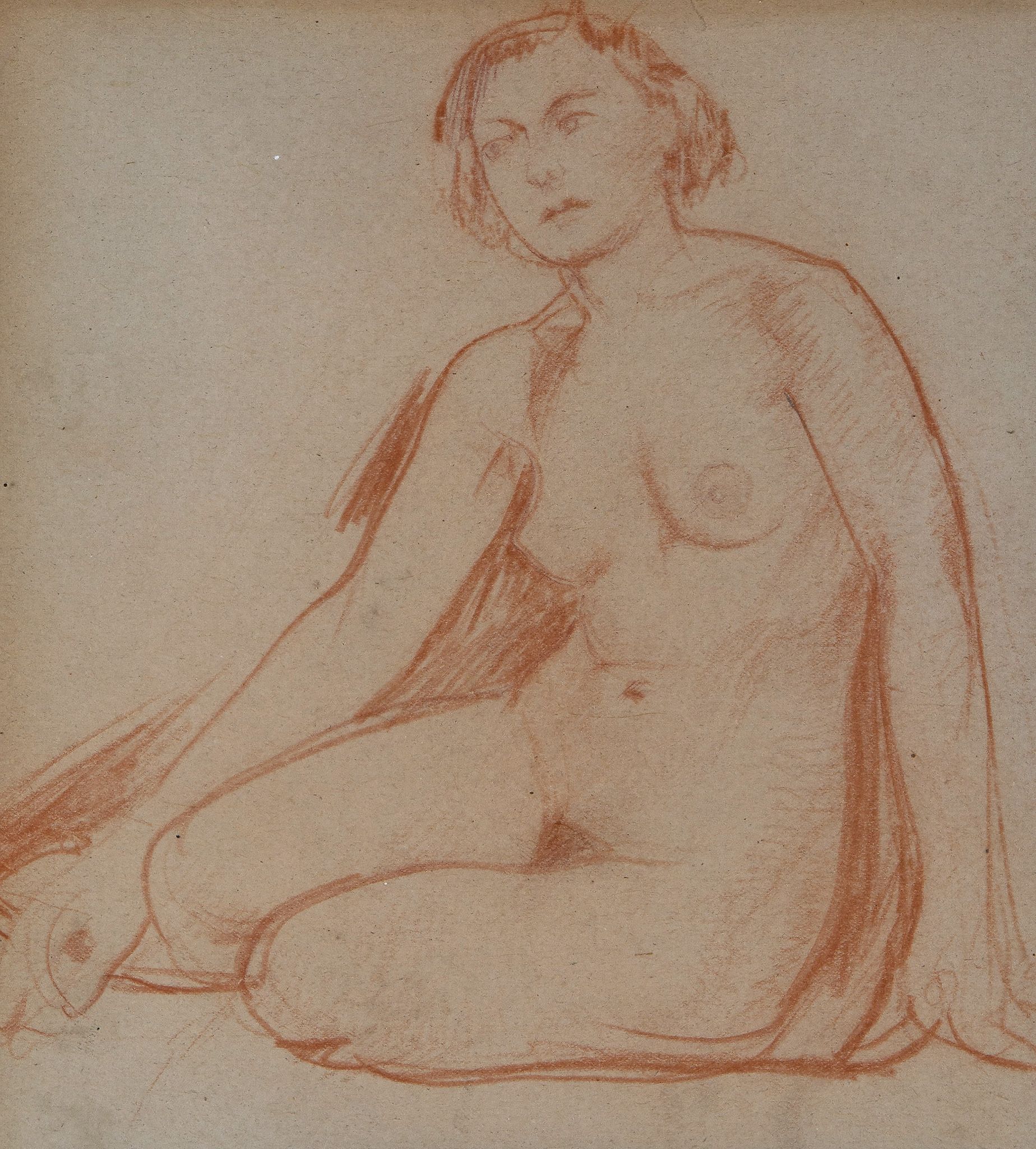 Edward Woore (1880-1960) - A group of four studies of seated and reclining female nudes  red and - Image 4 of 4