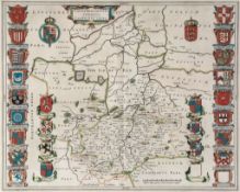 -. Jansson (Jan) - Comitatus Cantabrigiensis; vernacule Cambridge Shire  engraved map, with original