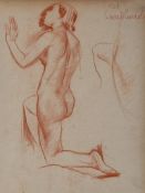 Edward Woore (1880-1960) - A group of three studies of women and another of a seated man  red and