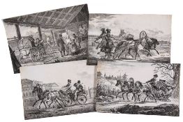 Orlowski (Aleksander) After. - A group of 8 small Russian horse and carriage or sleigh scenes,