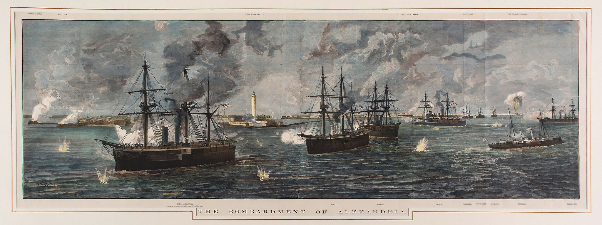 -. The Illustrated London News.- - The Bombardment of Alexandria,  wood-engraving, with hand-