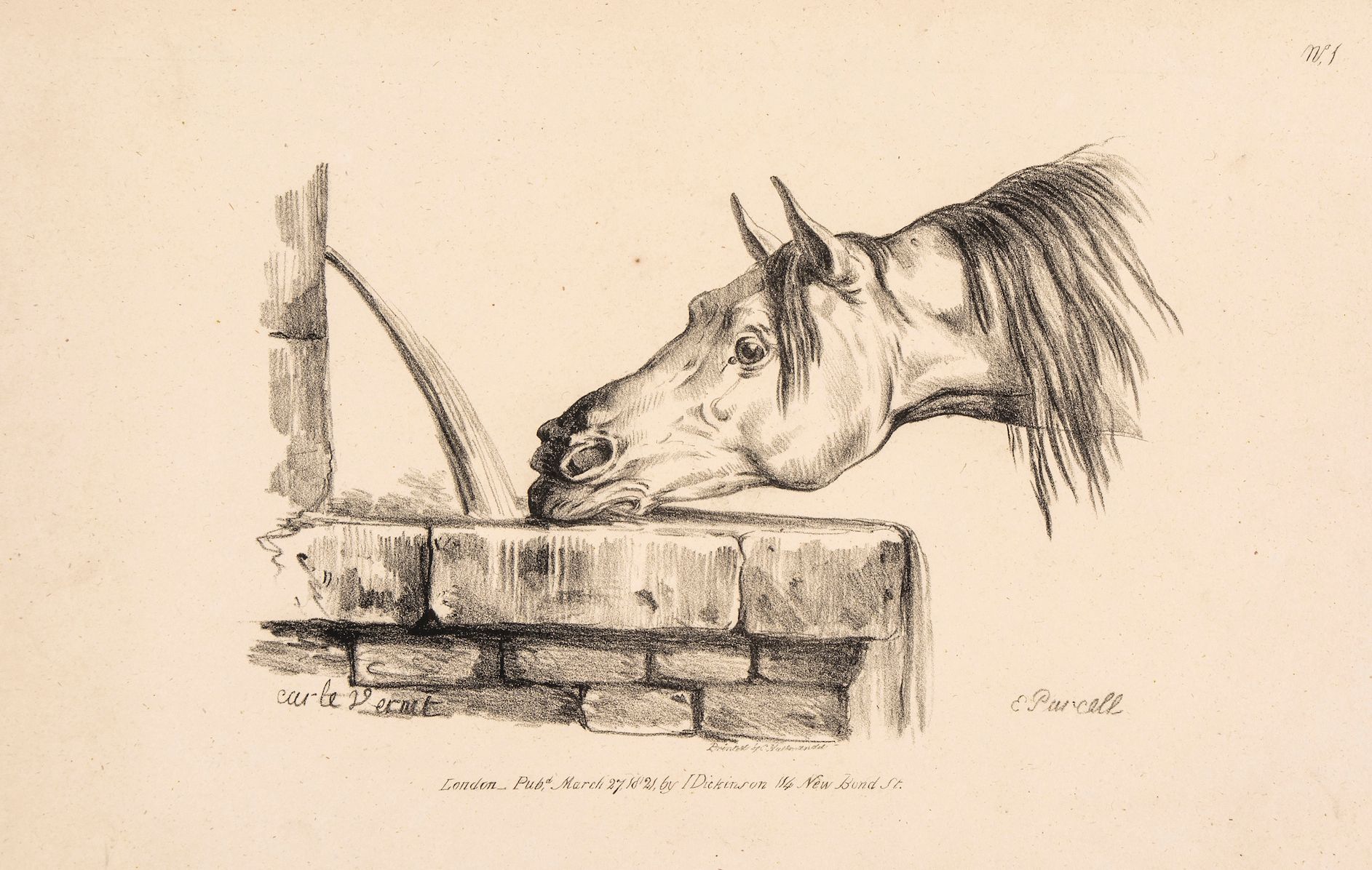 After Carle Vernet - A group of 17 studies of horses' heads, Lithographs, By E. Purcell, 1821, for