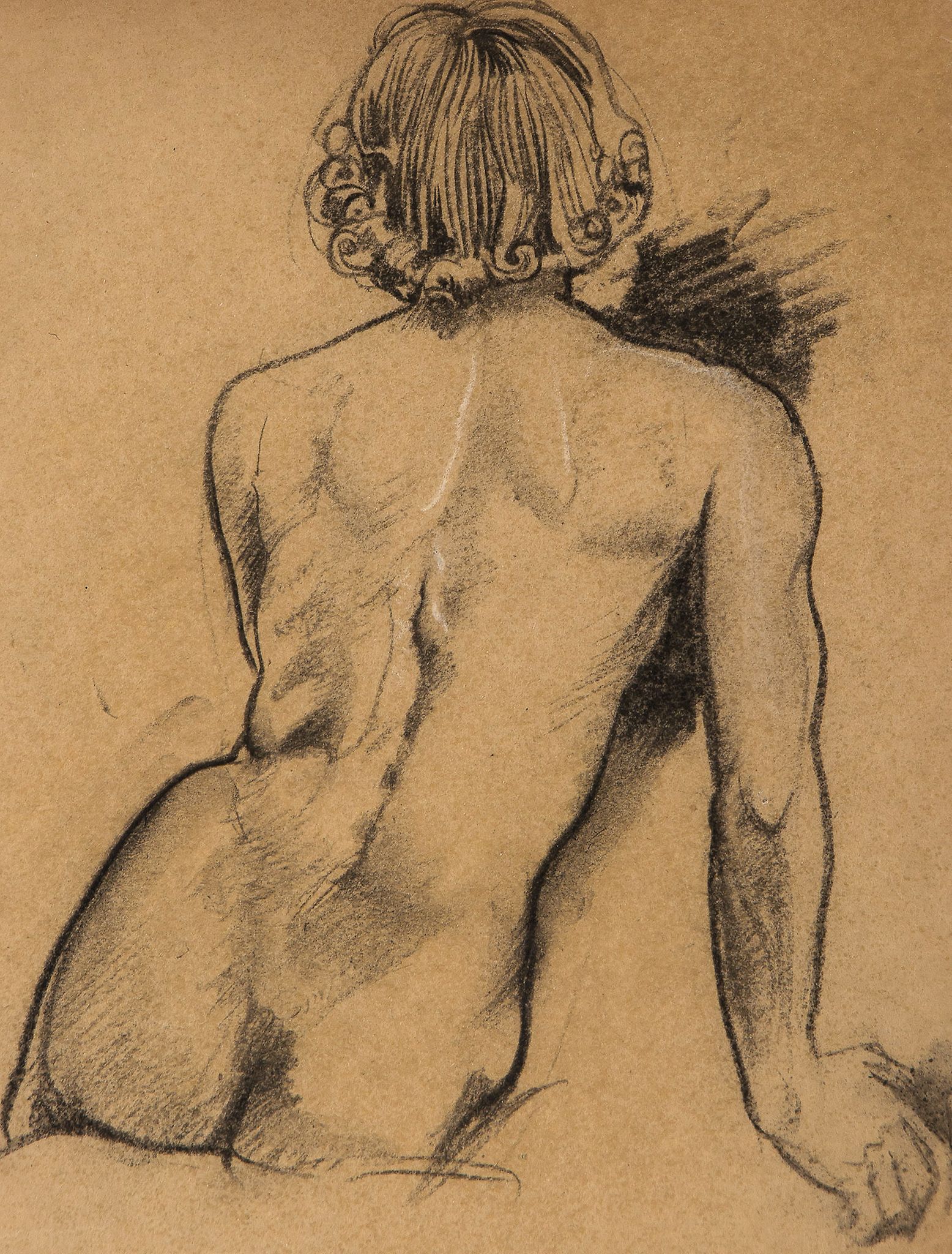 Edward Woore (1880-1960) - A group of four studies of female nudes  black chalk, on various - Image 2 of 4