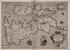 Ortelius (Abraham) - Britannicarum Insularum Typus, British Isles, north oriented to the right,