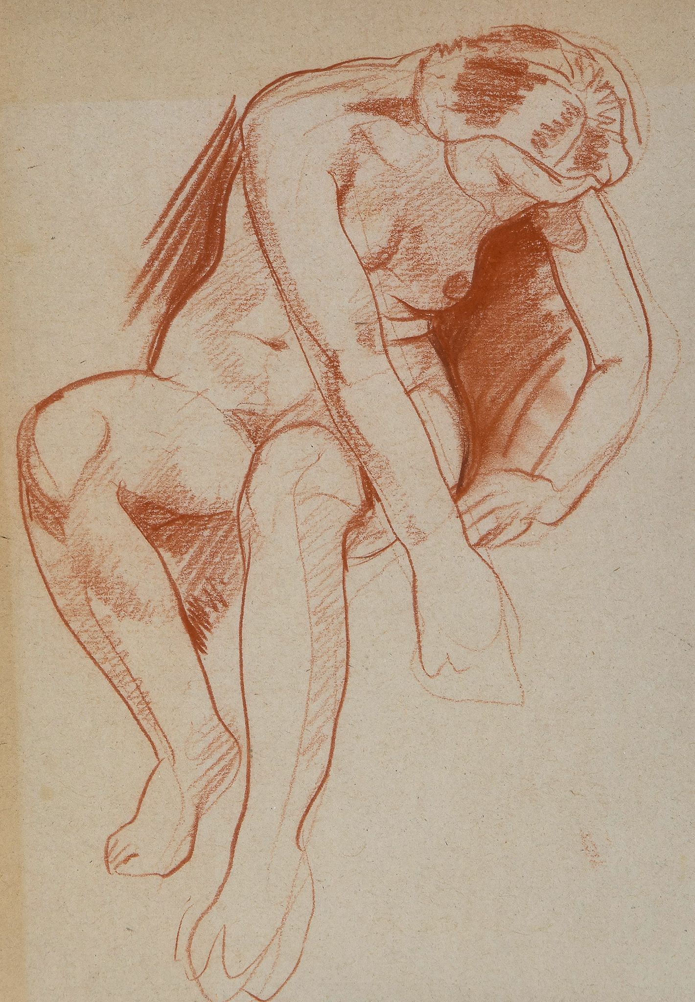 Edward Woore (1880-1960) - A group of four studies of seated and reclining female nudes  red and - Image 2 of 4