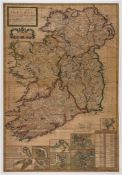 Ireland.- Moll (Herman) - A New Map of Ireland Ireland with counties, inset views of six town plans,