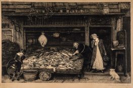 Macbeth (Robert Walker) - A Fishmonger's Shop,  etching on japon paper, 400 x 600mm., signed in