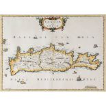 Greece.- Hondius (Jodocus) - Candia, olim Creta,  engraved map of Crete with outline hand-colouring,