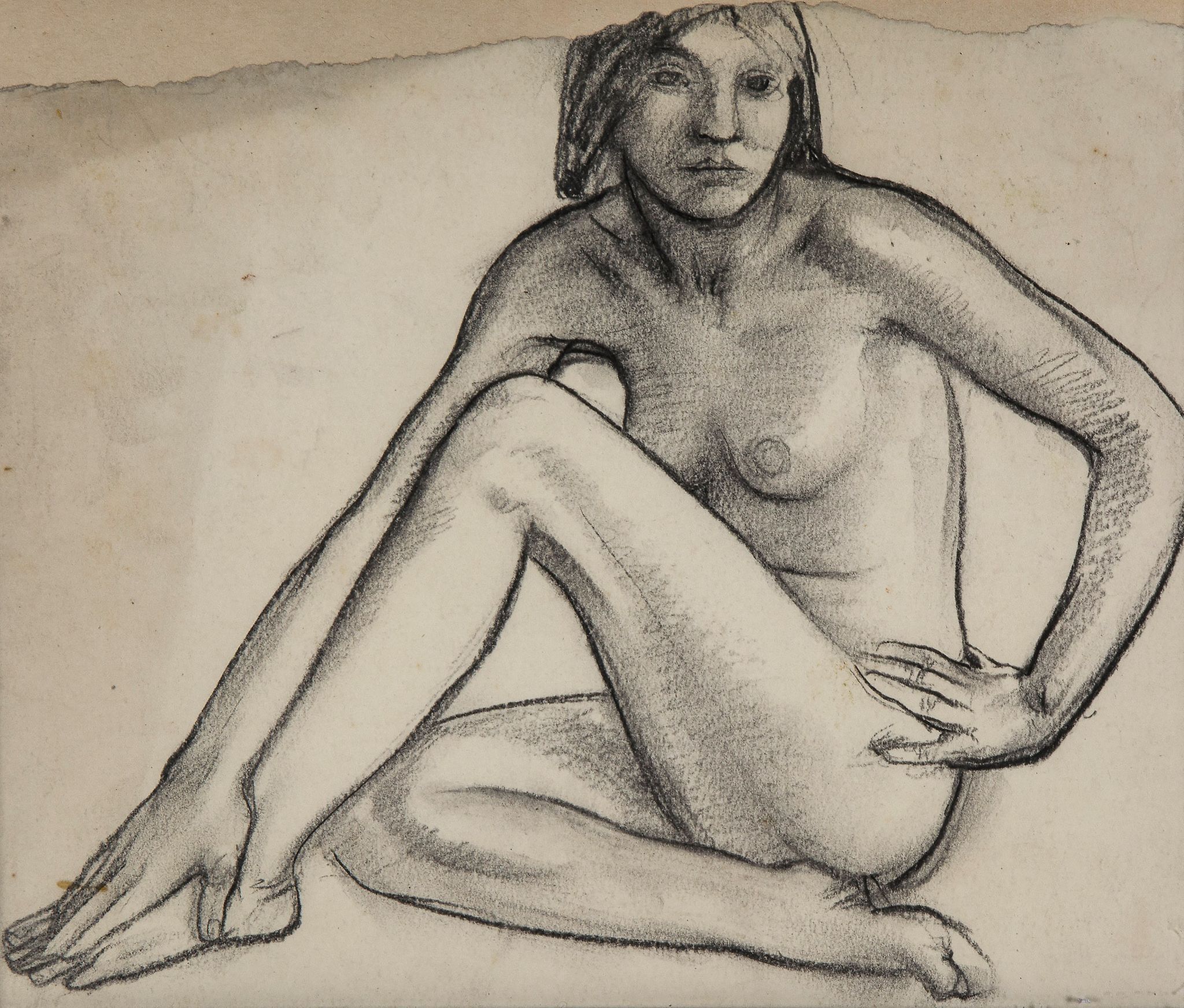 Edward Woore (1880-1960) - A group of four studies of female nudes  black chalk, on various - Image 3 of 4