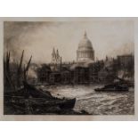Law (David, 1831-1902) - A View of St Pauls,  an etching and engraving, with plate tone, signed in