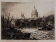 Law (David, 1831-1902) - A View of St Pauls,  an etching and engraving, with plate tone, signed in