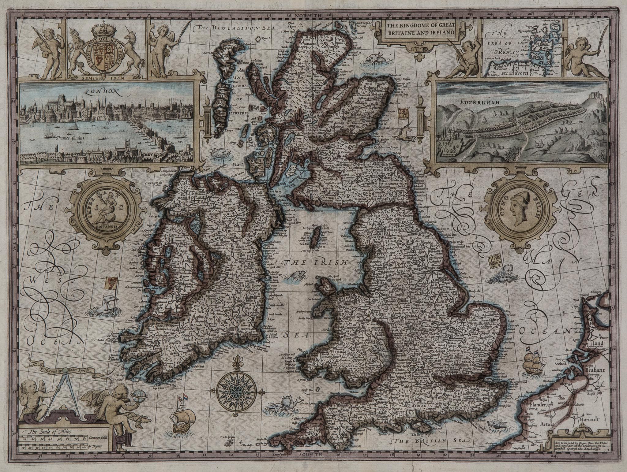 Speed (John) - The Kingdome of Great Britaine and Ireland, map of Britain and Ireland with part of