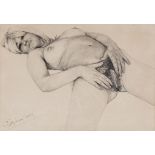Ward (Stephen Thomas) - Study of Mandy Rice-Davies reclining in an erotic pose,  ink and
