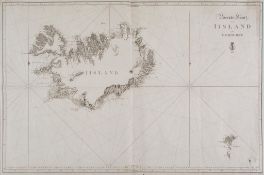 Scandinavia.- Iceland.- - Voxende Kaart over Iisland og Færöerne, scarce coastal chart of Iceland