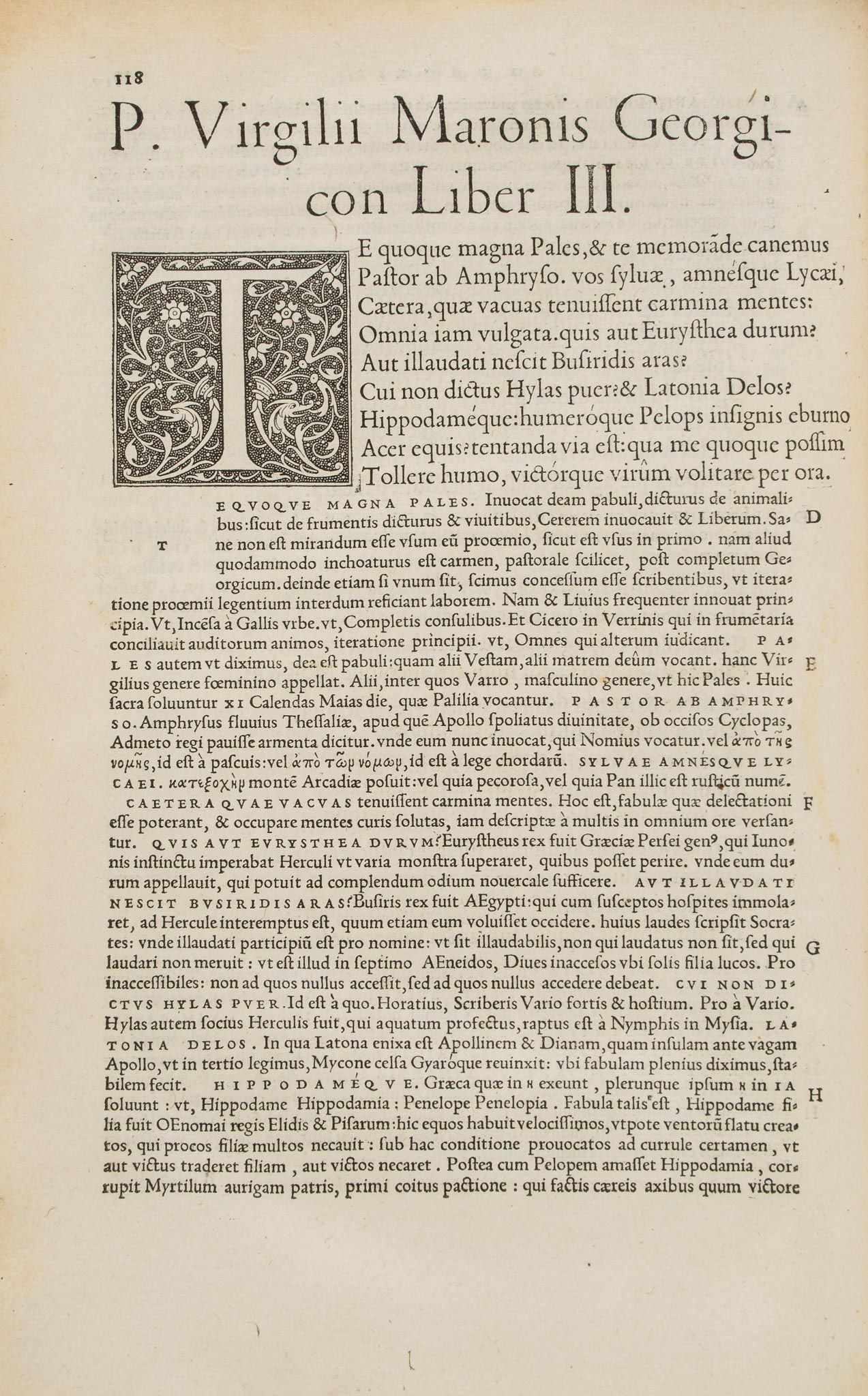 Virgilius Maro (Publius) - Opera, commentary by Servius Maurus Honoratus,   title with woodcut