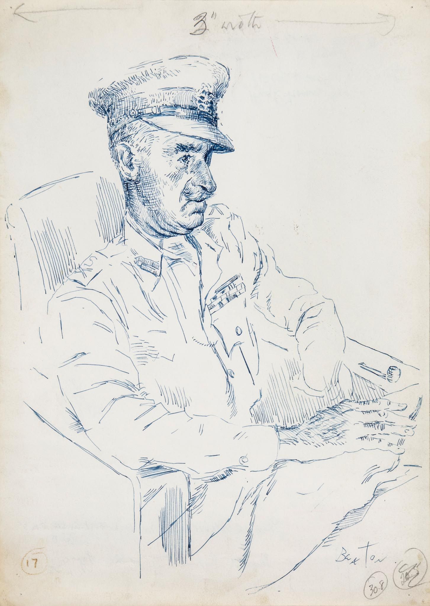 Beaton (Cecil) - Seated portrait of General Adrian Carton de Wiart, V.C., C.B., C.M.G., D.S.O.,