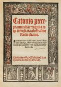 editor ) Cato Precepta Moralia, title in red and black within an ornate...  editor  ) Cato (