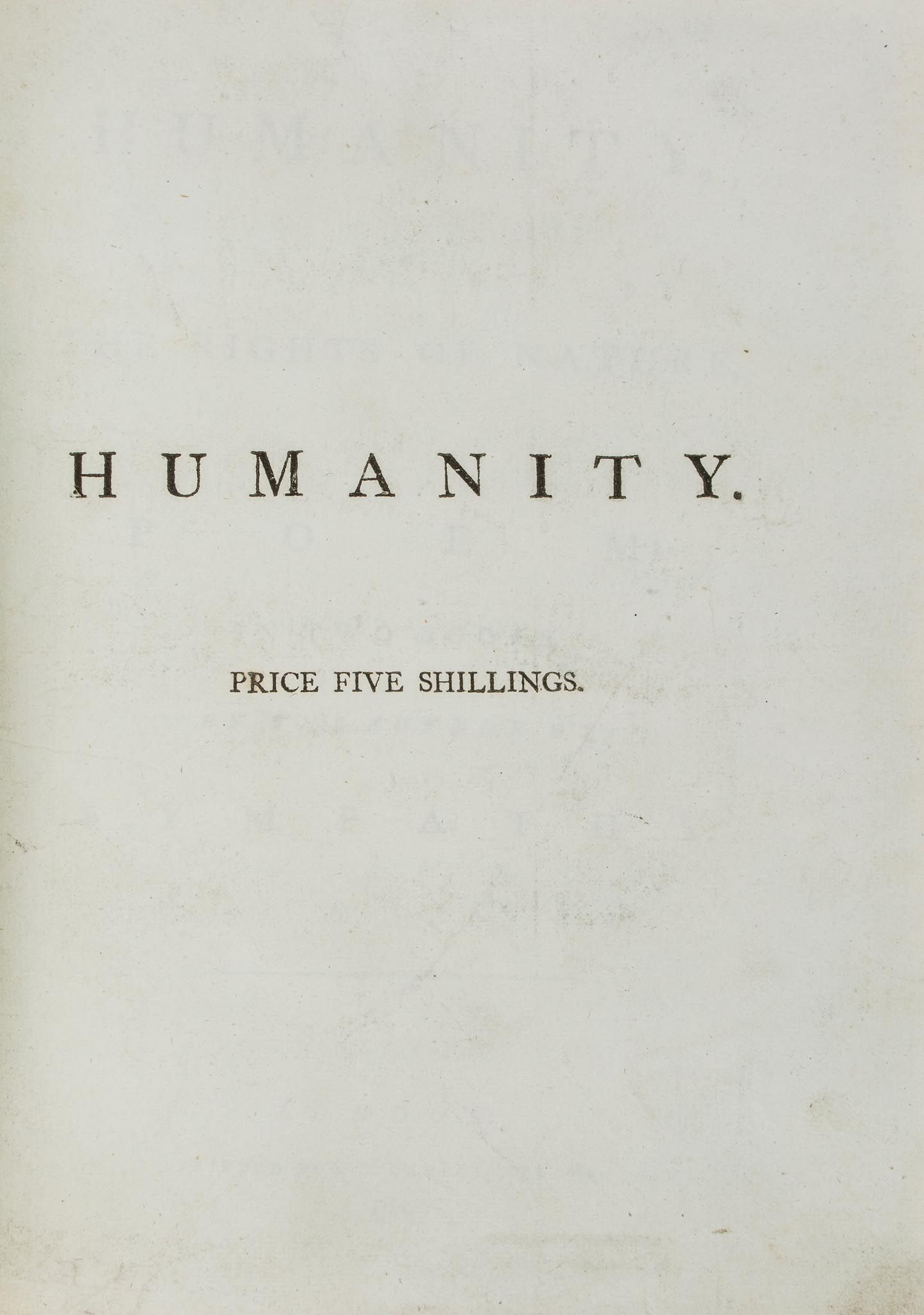 Poetry.- [Pratt (Samuel Jackson)] - [Slavery] Humanity, or The Rights of Nature,  half-title, errata