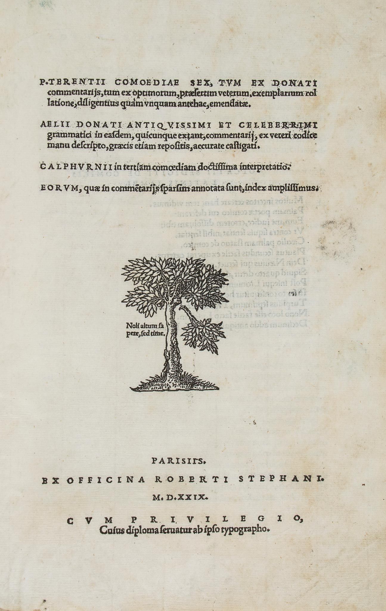 Terentius Afer (Publius) - Comoediae Sex,  woodcut printer's device to title, initials spaces with