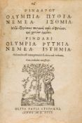 Pindar. - Olympia. Pythia. Nemea. Isthmia, edited by Paul Estienne [and J. Casaubon],  text in Greek