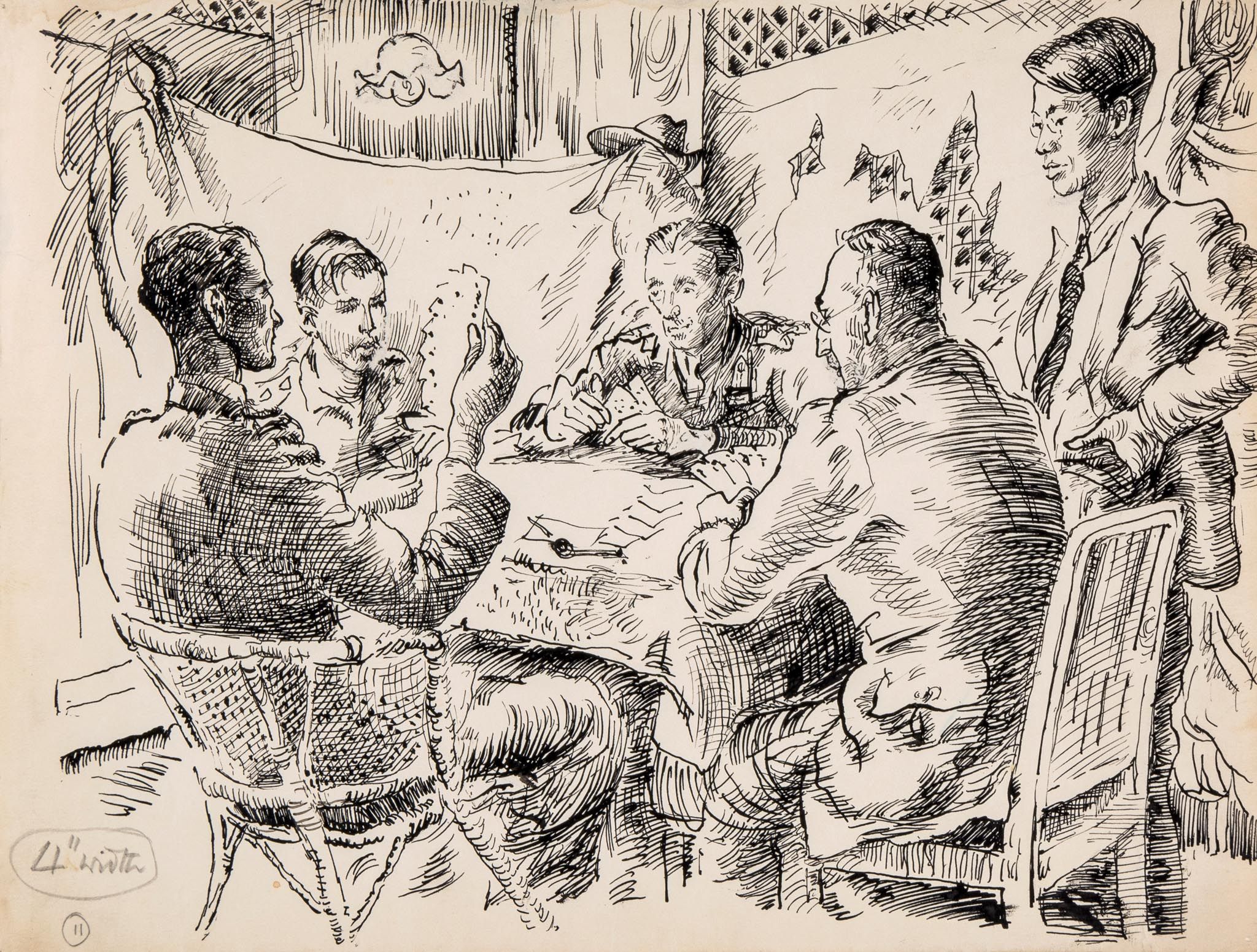 Beaton (Cecil) - British army officers in China playing bridge, identified verso as Colonel Larkcom,