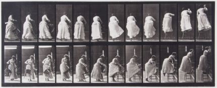 Eadweard Muybridge (1830-1904) - Stepping on Chair and Reaching Up, Plate 457, 1887 Collotype from