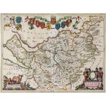Cheshire.- Blaeu (Johan and Willem) - Cestria Comitatus Palatinus, county map of Cheshire with