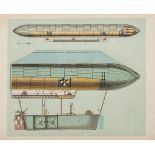 Transport Models.- Cool (Wouter) - Luchtschip en Vliegmachine: Twee Modellen, 2 chromolithographed