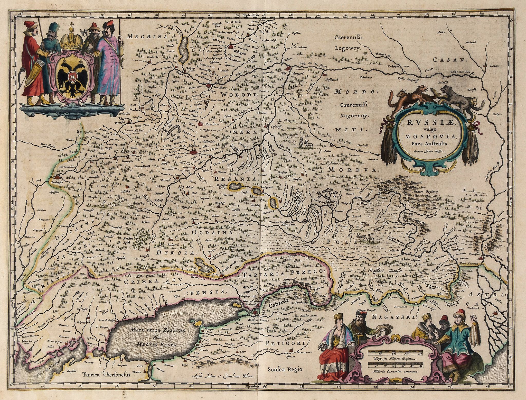 Russia.- Blaeu (Johan and Cornelius) - Russiæ, vulgo Moscovia, pars Australis, southern Russia,