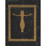 Gill (Eric) - Crucifix,  c.135 x 100mm.,   printed in gold on paper painted black  ,   spotted, [