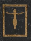 Gill (Eric) - Crucifix,  c.135 x 100mm.,   printed in gold on paper painted black  ,   spotted, [