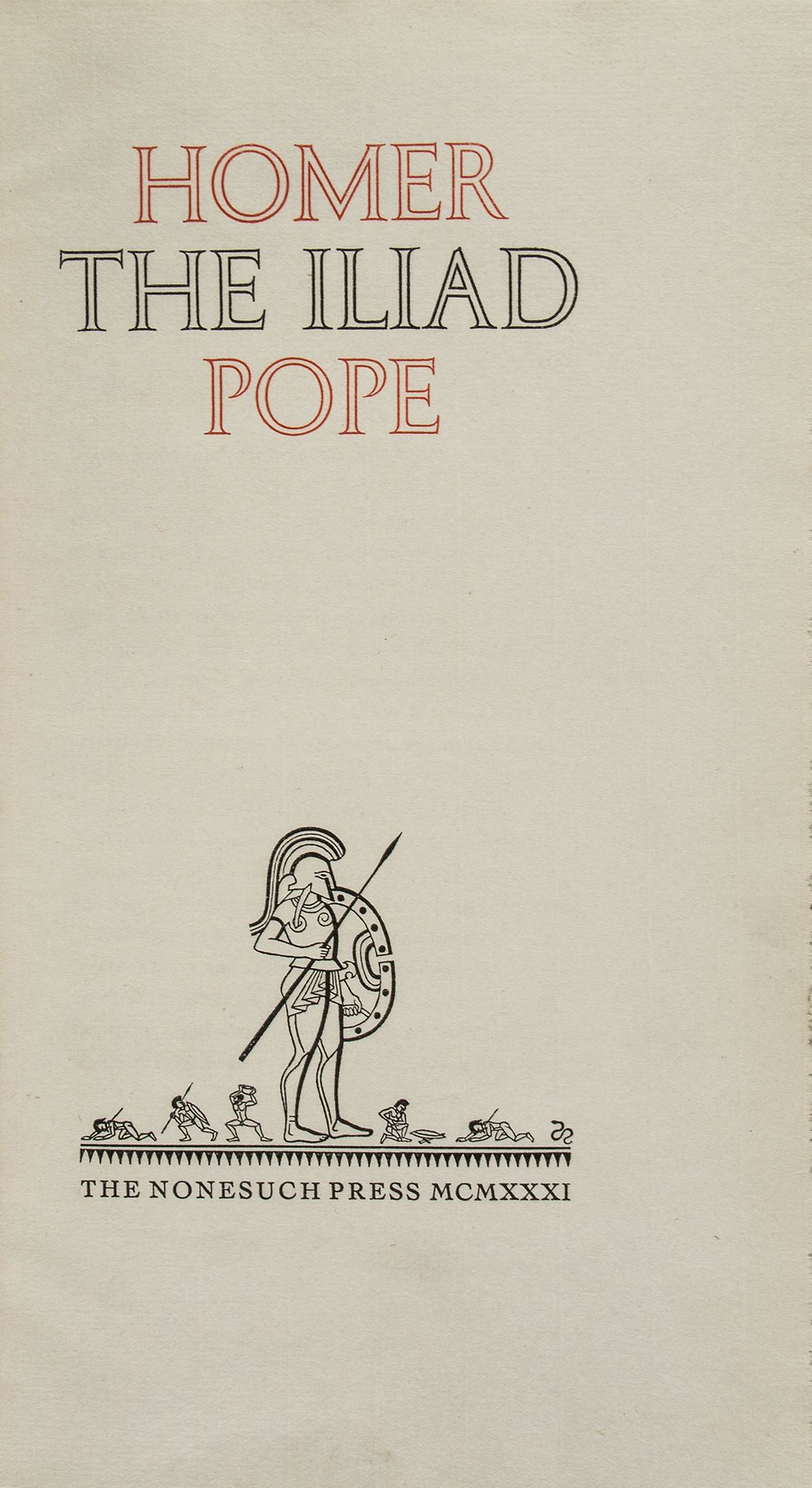 Nonesuch Press.- Homer. - The Iliad [and] The Odyssey, translated by Alexander Pope, 2 vol.,   one