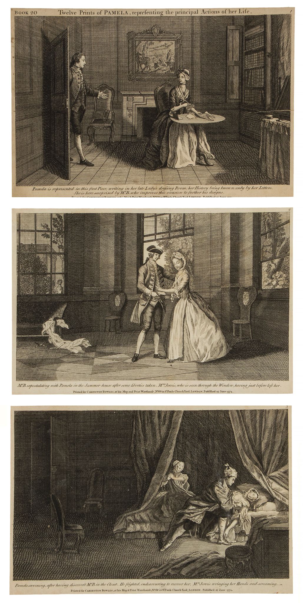 Bowles (Carington) Publisher. - Twelve Prints of Pamela, representing the principal Actions of her