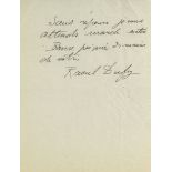 Autograph Letter signed to “Cher Ami”, 1½pp  (Raoul,  French Fauvist painter,   1877-1953)