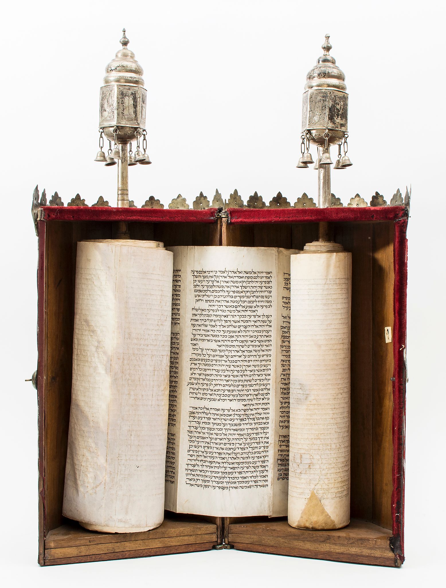 ?Iraqi Hebrew Scroll, 19th century - in case with engraved provenance/ownership details  complete