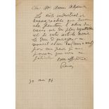 Autograph letter signed "Renoir" to the art-collector Arsene Alexandre, 1p  (Auguste,  French
