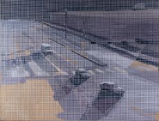 Charming Baker (b.1964) - Nebraska Webcam, 2012 oil and acrylic on cut panel, dated on the reverse