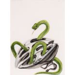 ** Ricky Swallow (b. 1974) - Snake/Helmut Study (Green), 2004 watercolour on paper, titled in pencil