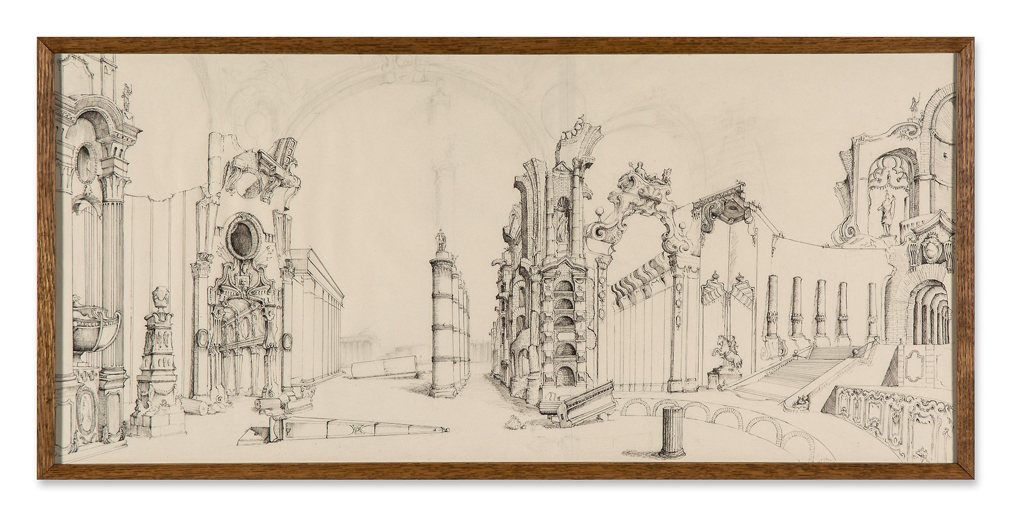 ** Pablo Bronstein (b. 1977) - Stage Design (after Bibiena), 2005 pen, ink and pencil on paper, in